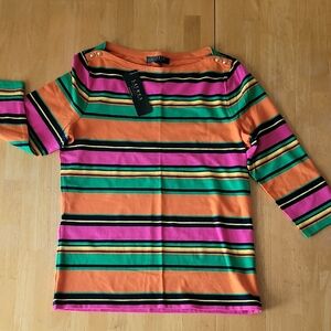 Lauren Ralph Lauren Striped Top L Petite Fits M